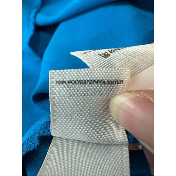 RACHEL Rachel Roy Blue Cross Neck Cold Shoulder Top Size 10 - Picture 6 of 6